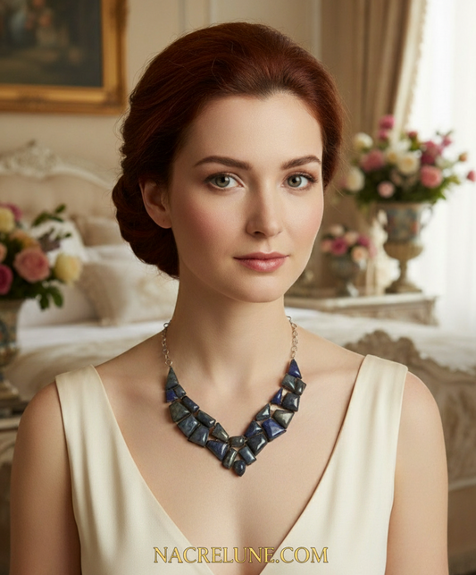 Collier en argent 925 et lapis lazuli NACRELUNE collier