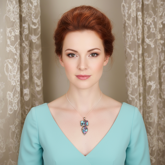 Pendentif en argent 925 avec turquoise mélangée cuivre NACRELUNE pendentif