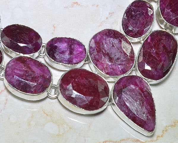 Collier argent rubis