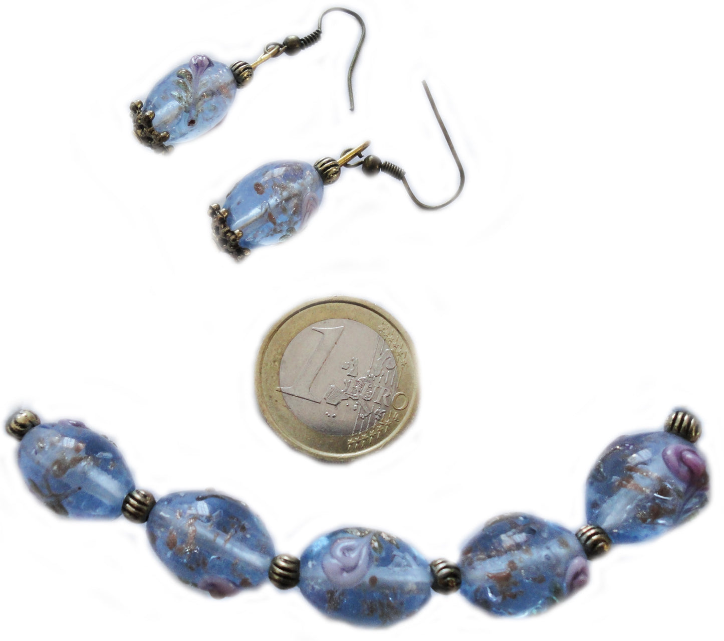 parure en verre bleu