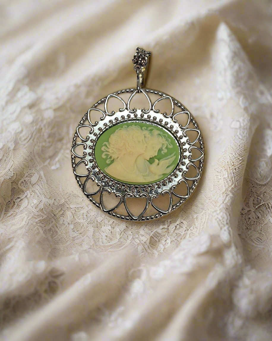 Grand pendentif camée en résine imitant le style ancien, choisissez votre couleur Vert NACRELUNE pendentif