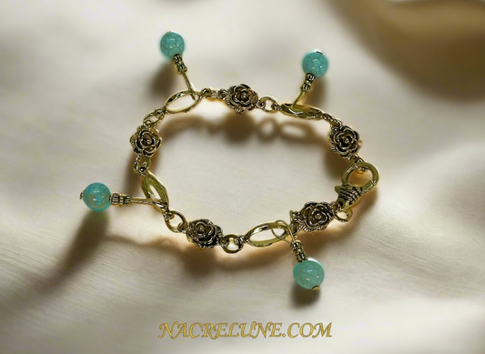bracelet fantaisie avec turquoises véritables breloques NACRELUNE bracelet