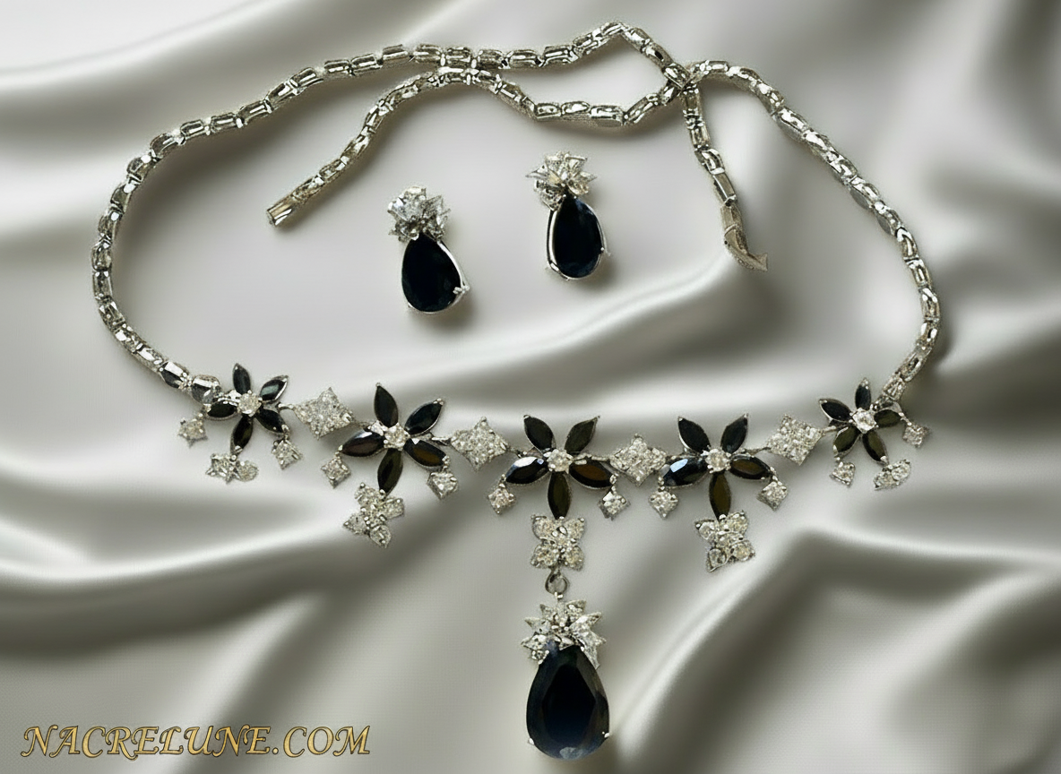 parure en zirconia imitation saphir NACRELUNE parure