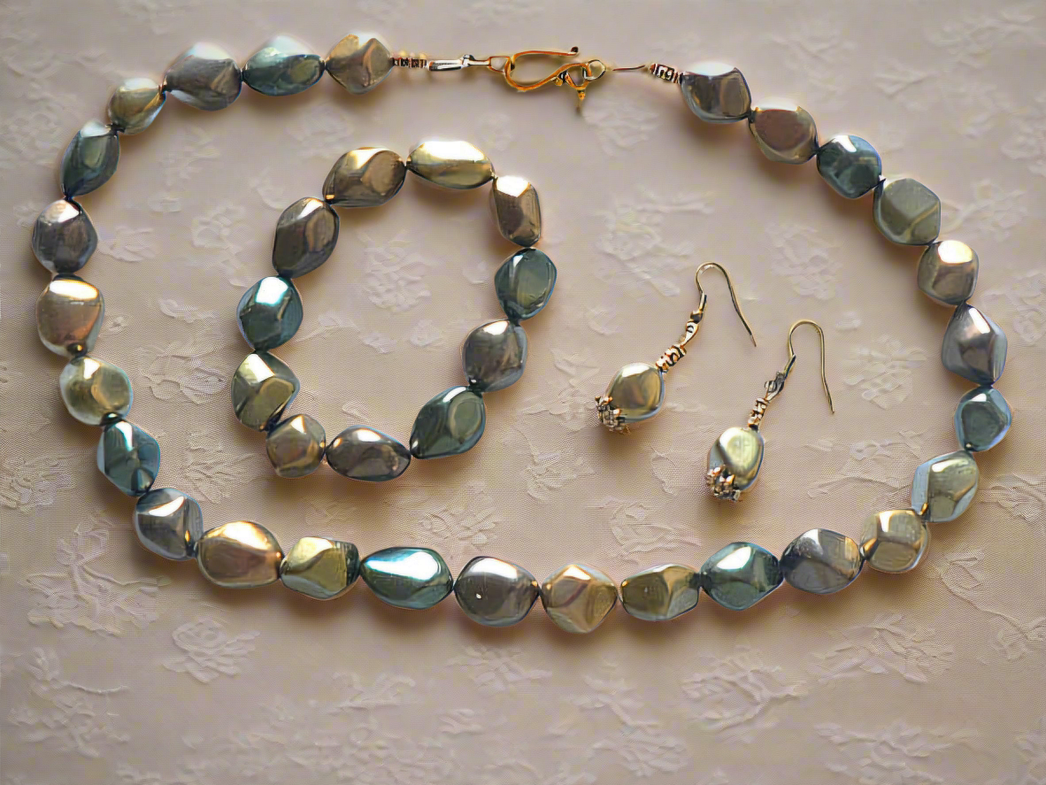 parure complète perles baroques nacre métallisé