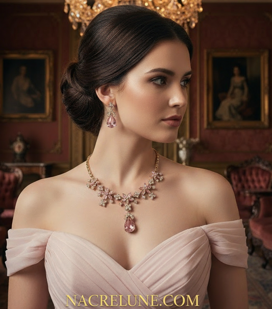 parure en zirconia imitation saphirs roses NACRELUNE parure