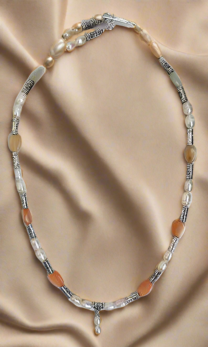 Parure pierres de lune avec perles de rivière