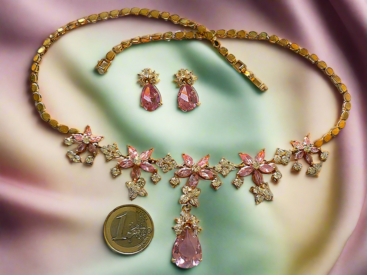 parure en zirconia imitation saphirs roses