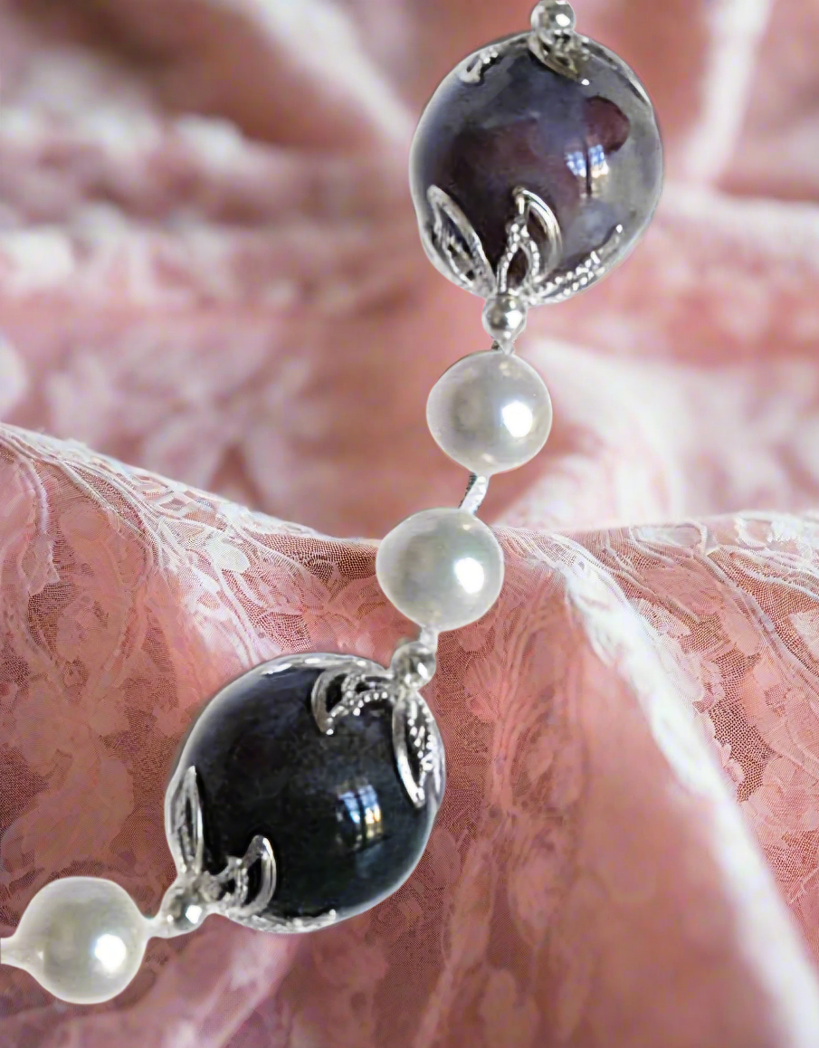 Collier en perles de nacre et grandes agates indiennes