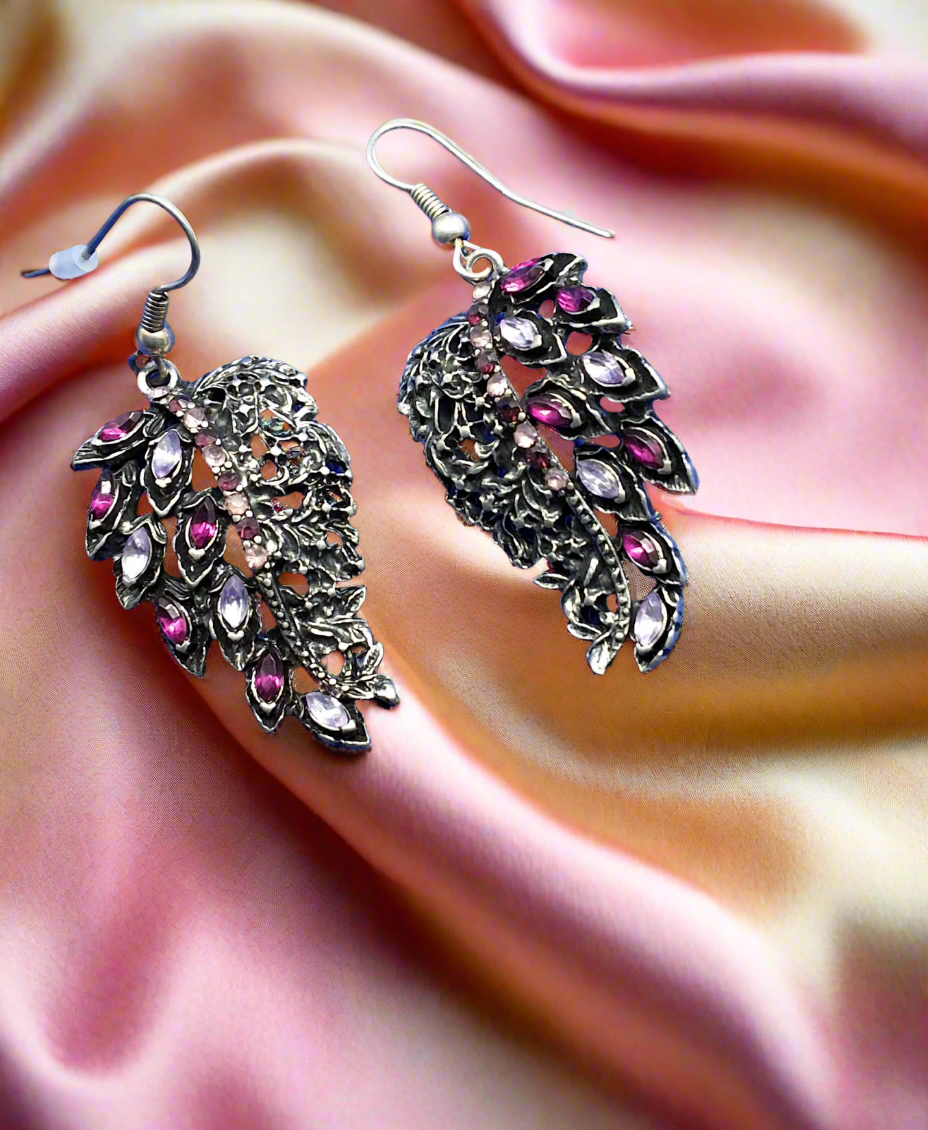 Pendientes fantasía hoja de strass BO34 BO35