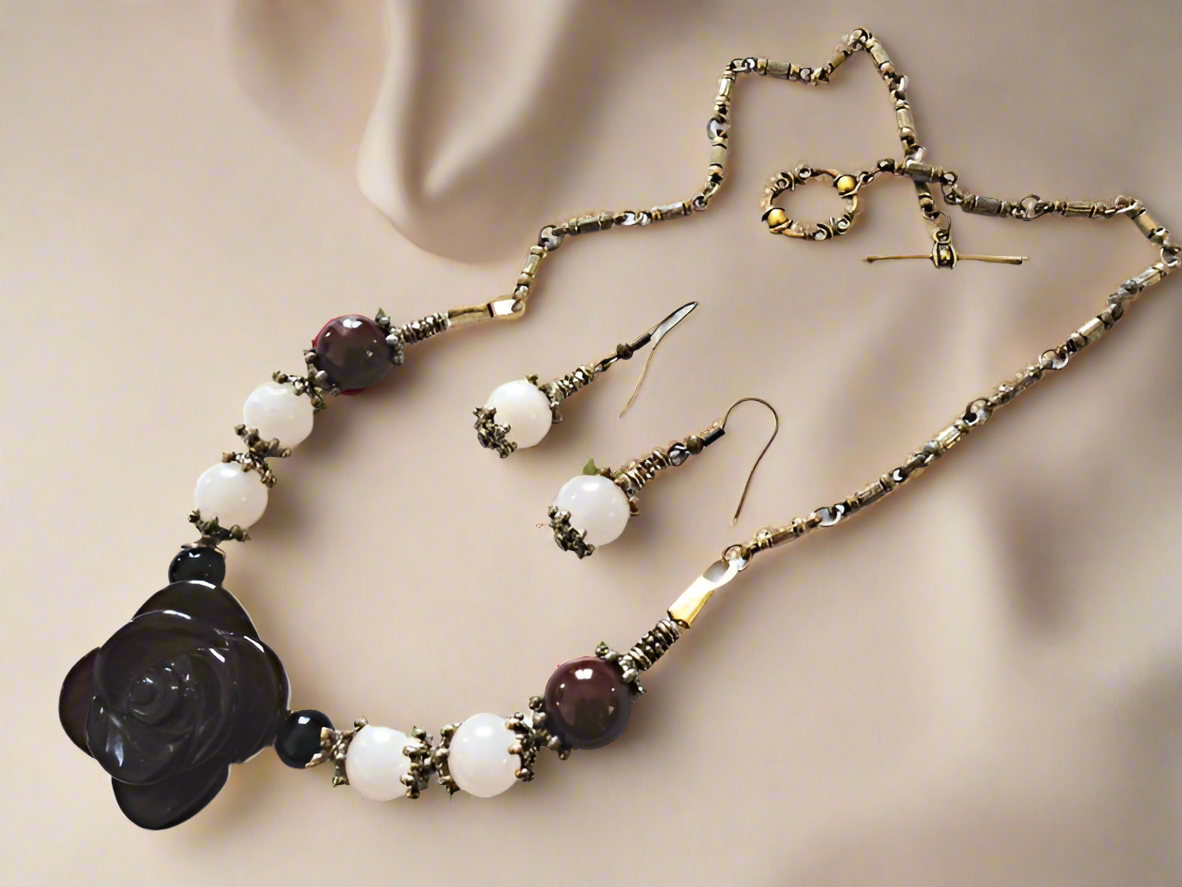 Parure agathes avec fleur