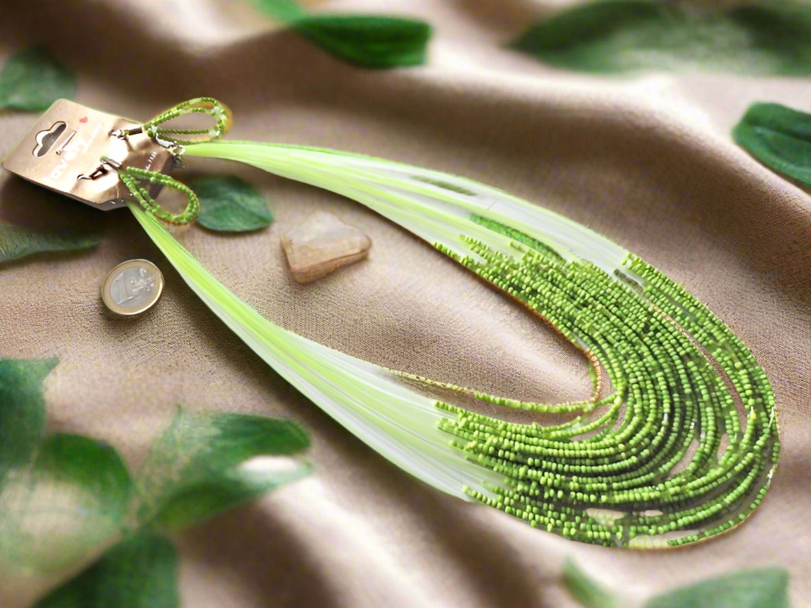 Parure en perles de rocaille, vert
