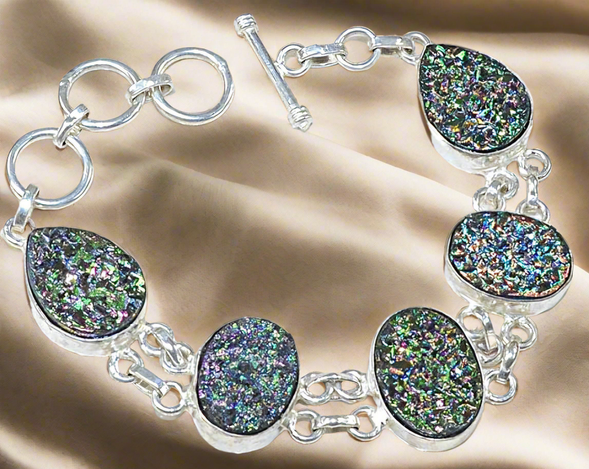 Silver and titanite or sphene bracelets (16X12mm oval stones) BR56