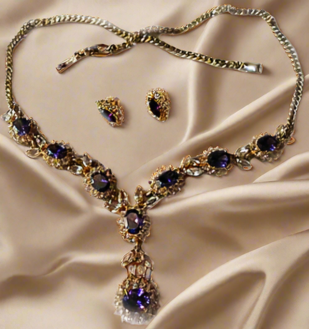 Parure zirconia améthyste