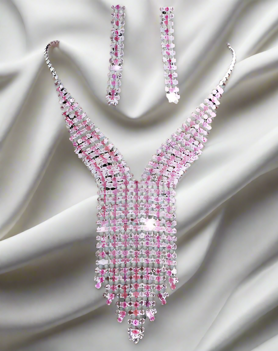 Parure en strass roses