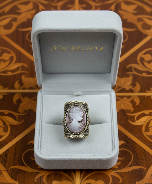 🎃Bague fantaisie vieil or avec camée NACRELUNE Bague