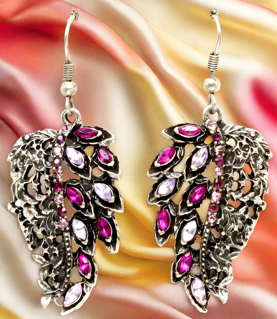 Pendientes fantasía hoja de strass BO34 BO35