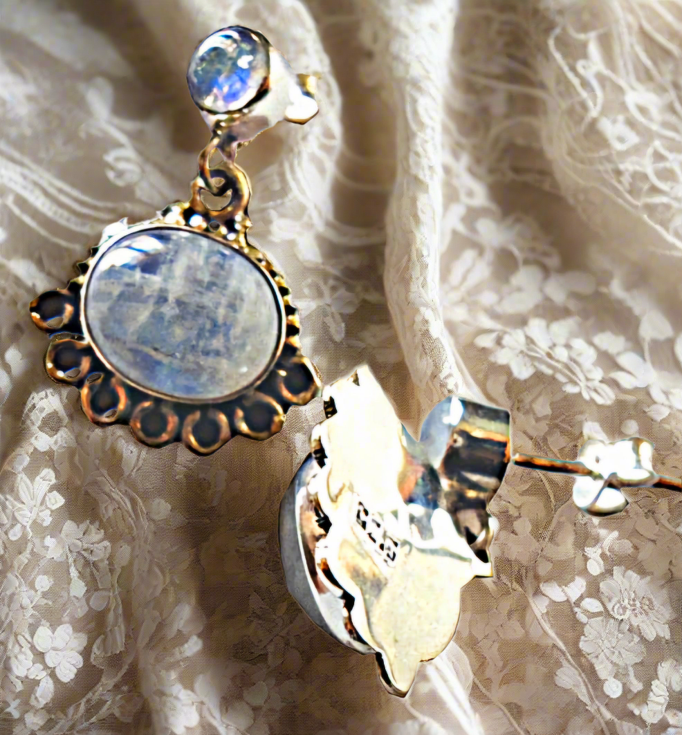 Boucles d'oreille en argent avec pierres de lune