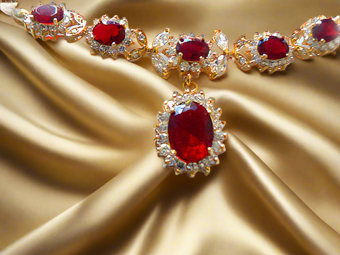 parure en zirconia imitation rubis détail