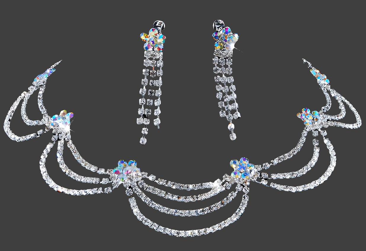Parure strass petites fleurs aurore boréale
