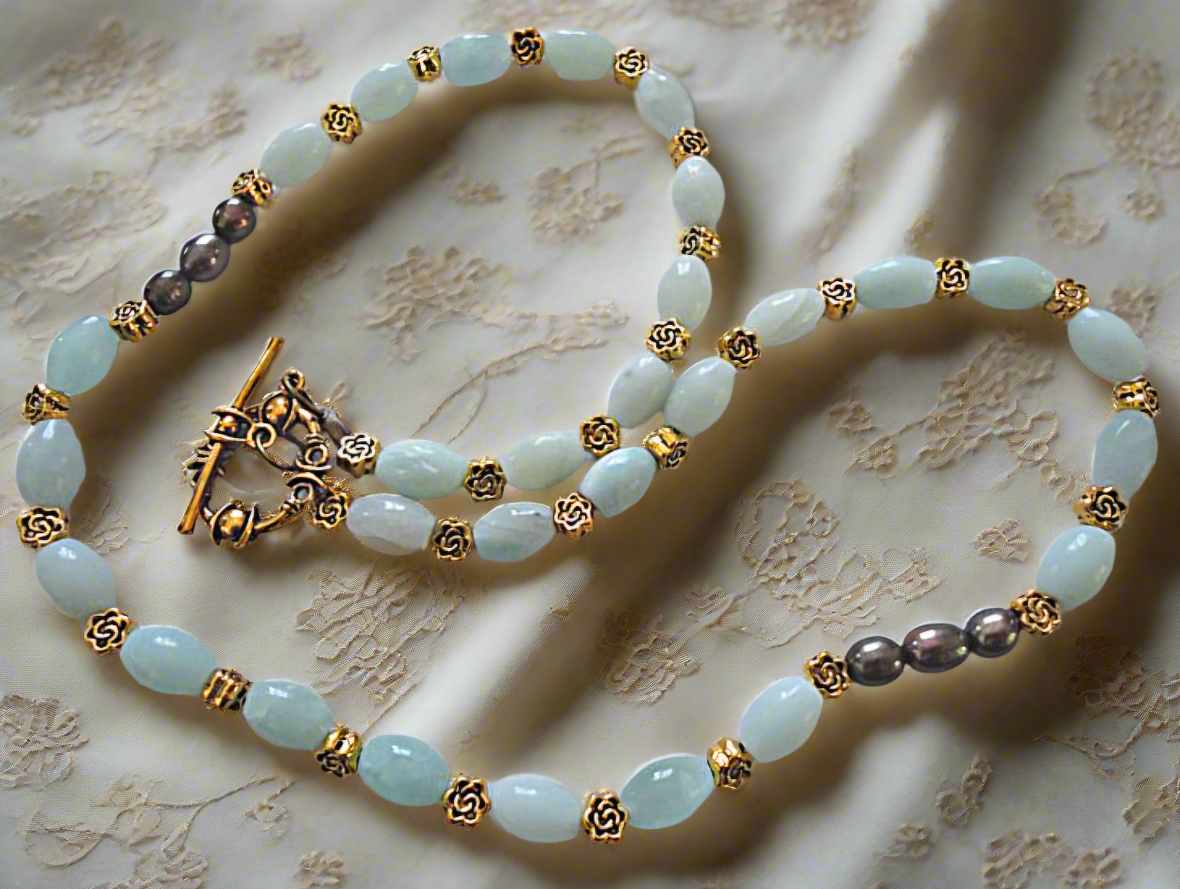 Parure aigue-marines polies