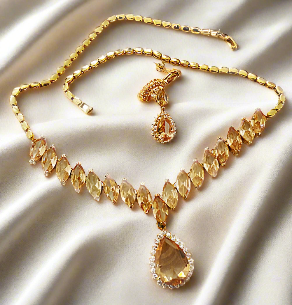 Parure zirconia topaze fumé