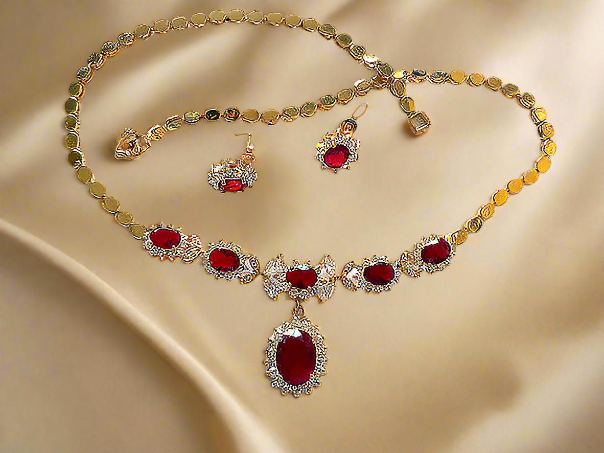 parure en zirconia imitation rubis