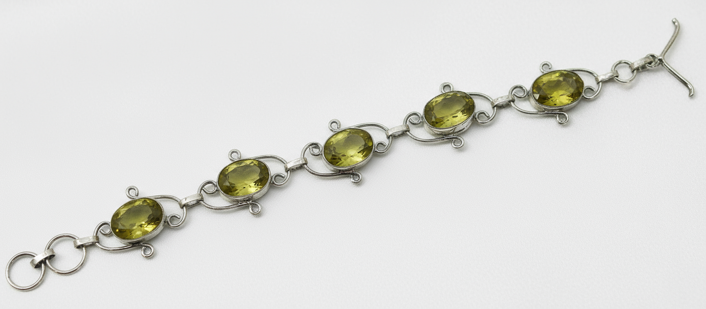 Bracelet en argent avec citrines taillées NACRELUNE bracelet