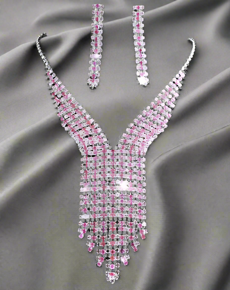 Parure en strass roses