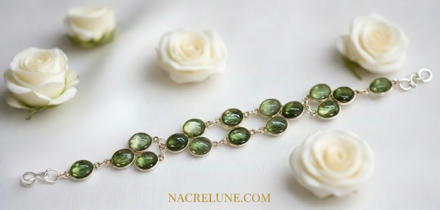 Bracelet en argent avec labradorites NACRELUNE bracelet