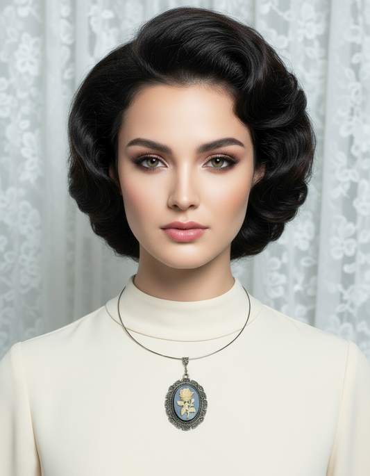 🎃Grand pendentif camée en résine avec rose blanche : couleur à choisir NACRELUNE pendentif