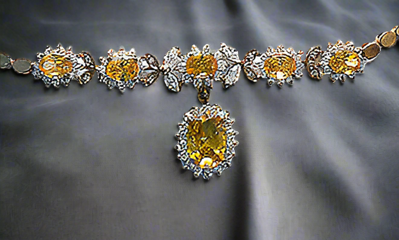 collier en zirconia imitation topazes jaunes