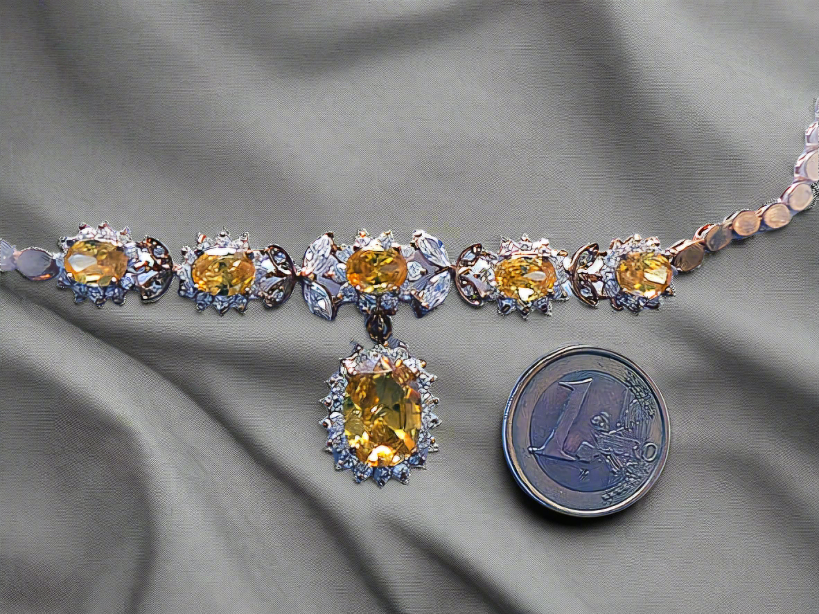 collier en zirconia imitation topazes jaunes