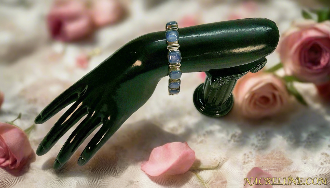 Bracelet en argent avec cyanites polies NACRELUNE bracelet