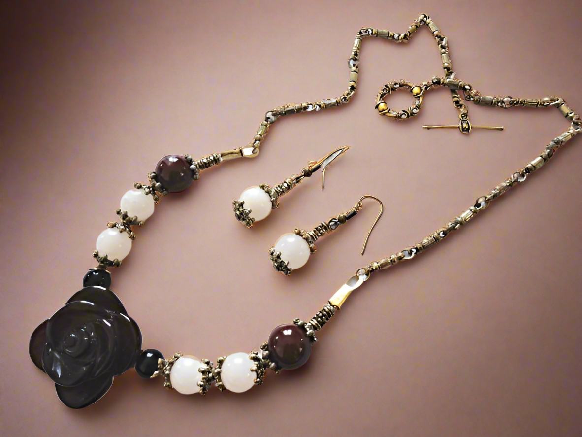 Parure agathes avec fleur