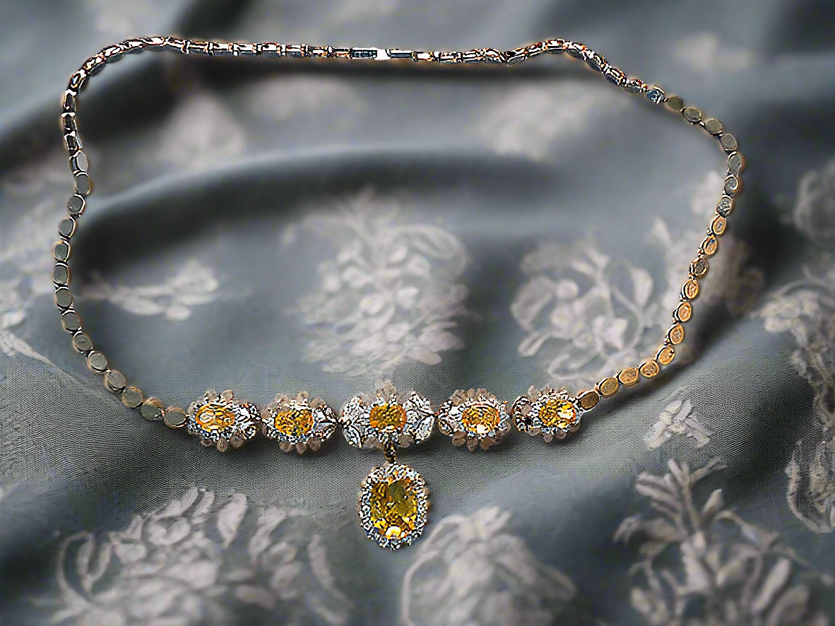 collier en zirconia imitation topazes jaunes