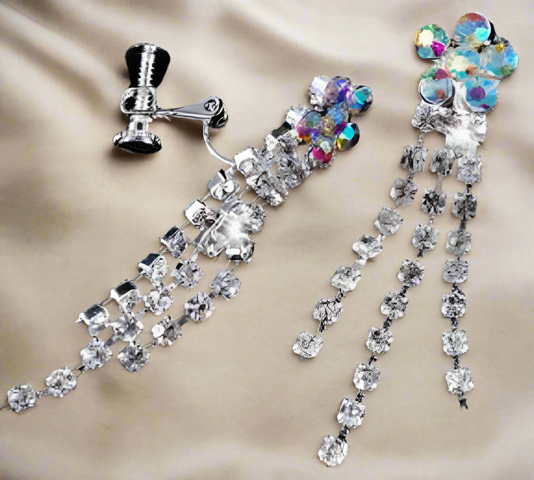 Parure strass petites fleurs aurore boréale