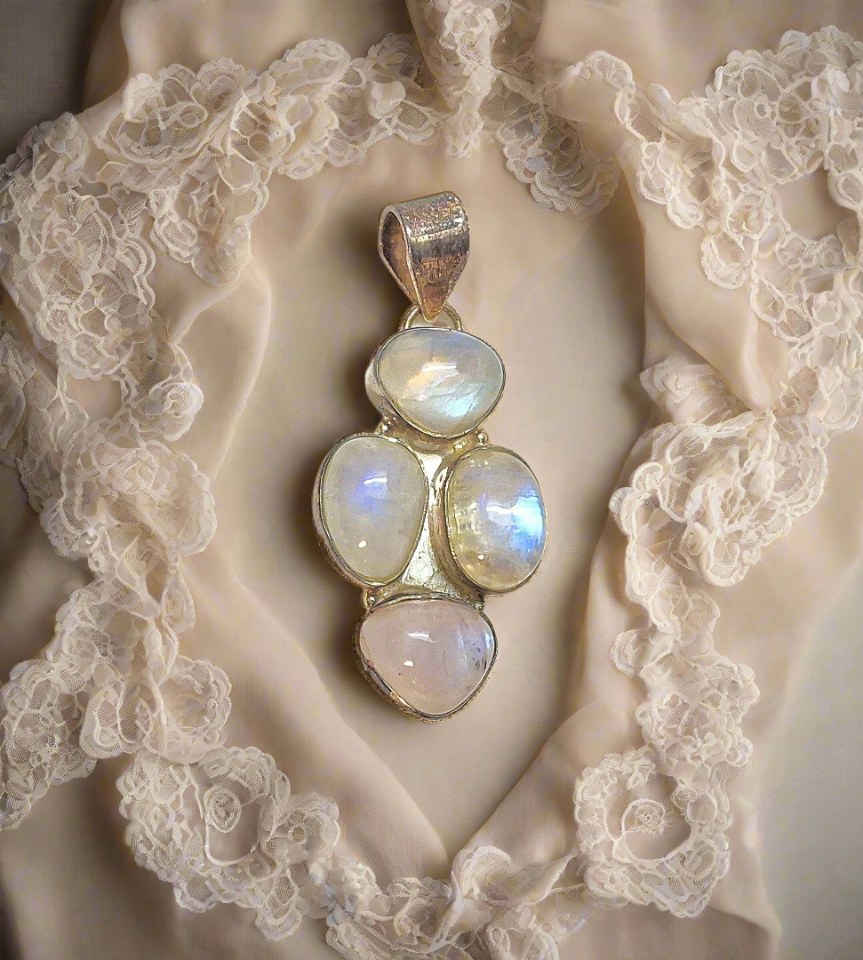 Pendentif en argent 925 avec pierres de lune NACRELUNE pendentif