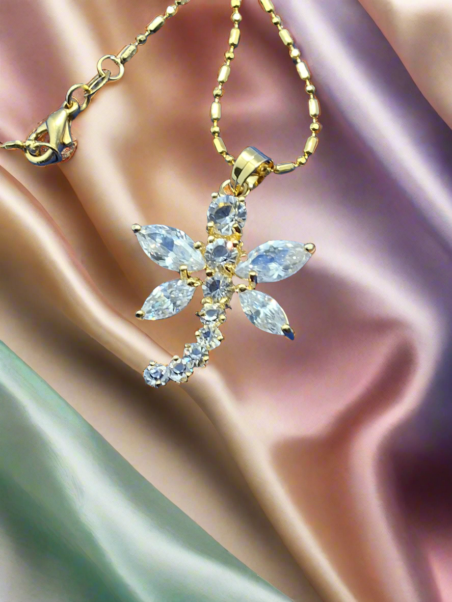 Pendentif zirconia diamant libellule