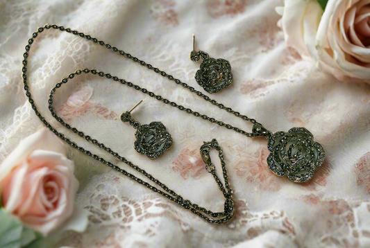 🎃Parure fantaisie d'imitation marcassite NACRELUNE parure