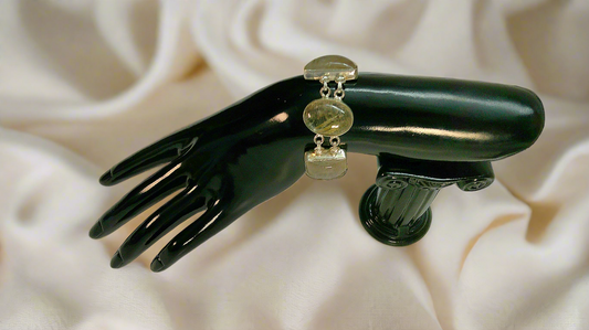 🎃Bracelet en argent avec quartz rutiles dorés NACRELUNE bracelet