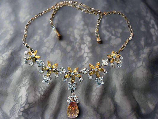 collier en zirconia imitation topazes jaunes et diamants NACRELUNE collier