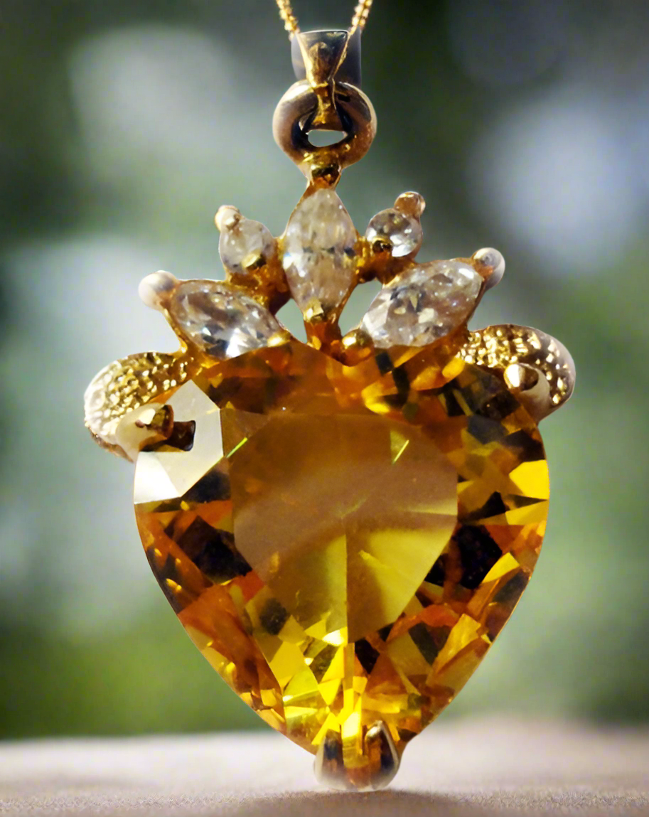 Pendentif en zirconia imitation topaze jaune