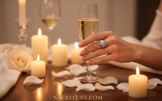 Bague en argent 925 et pierre larimar NACRELUNE Bague