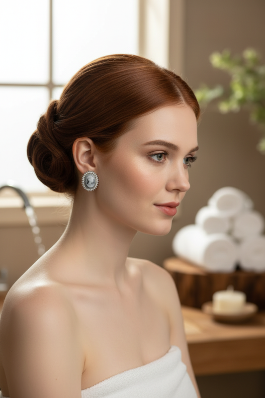 Boucles d'oreille camée fantaisie NACRELUNE boucles d'oreille