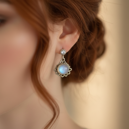 Boucles d'oreille en argent avec pierres de lune NACRELUNE boucles d'oreille