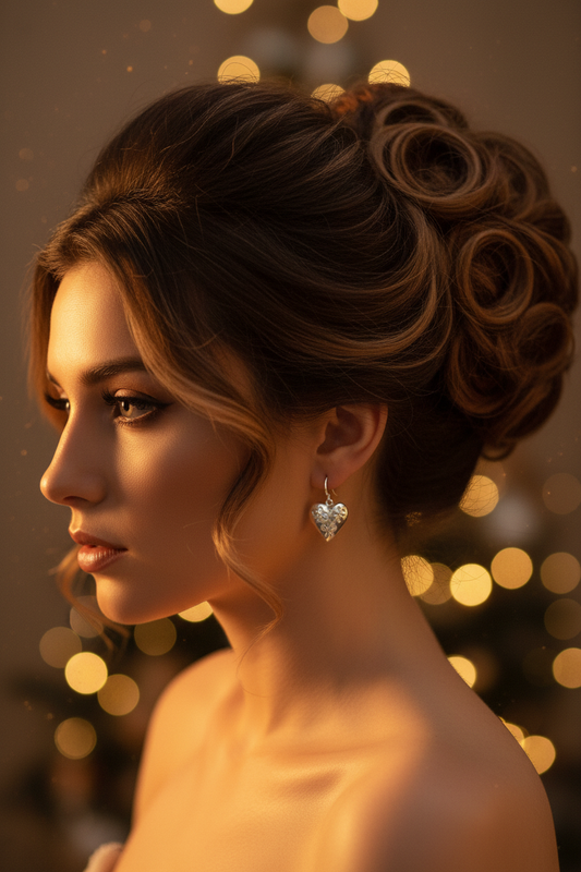 Boucles d’oreille en argent en forme de coeur nacrelune.com boucles d'oreille