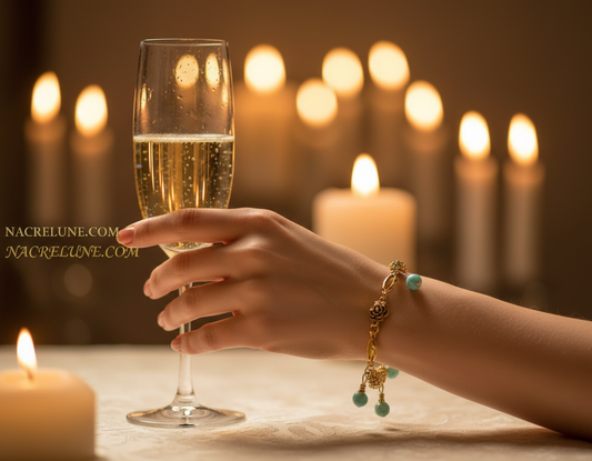 bracelet fantaisie avec turquoises véritables breloques NACRELUNE bracelet