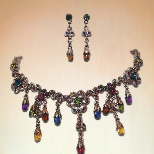 🎃parure en cristaux multicolores NACRELUNE parure