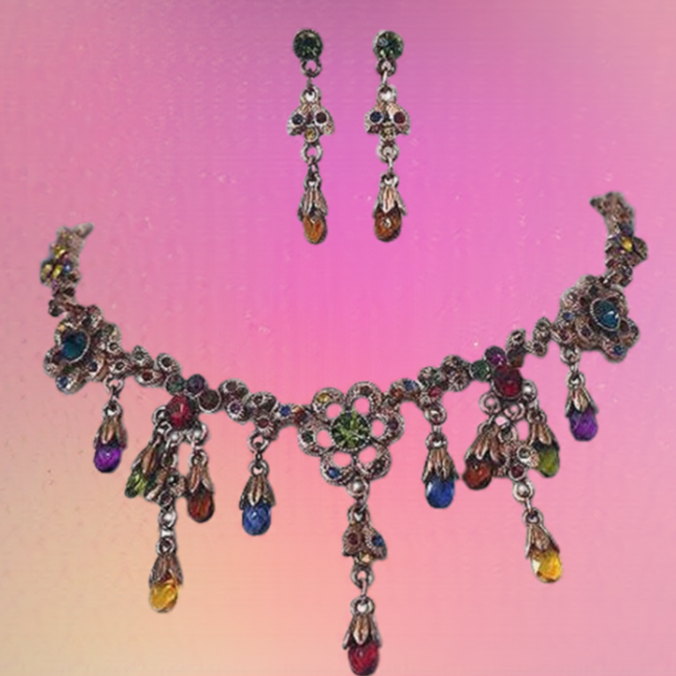 parure en cristaux multicolores