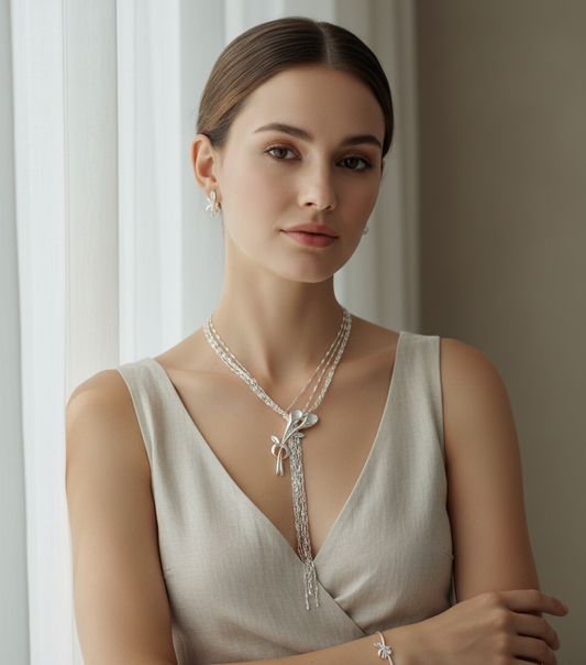 Collier argent avec fleurs nacrelune.com collier